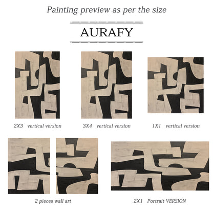 General Abstract Beige Black Textured Wall Art Modern Home Decor-AURA179