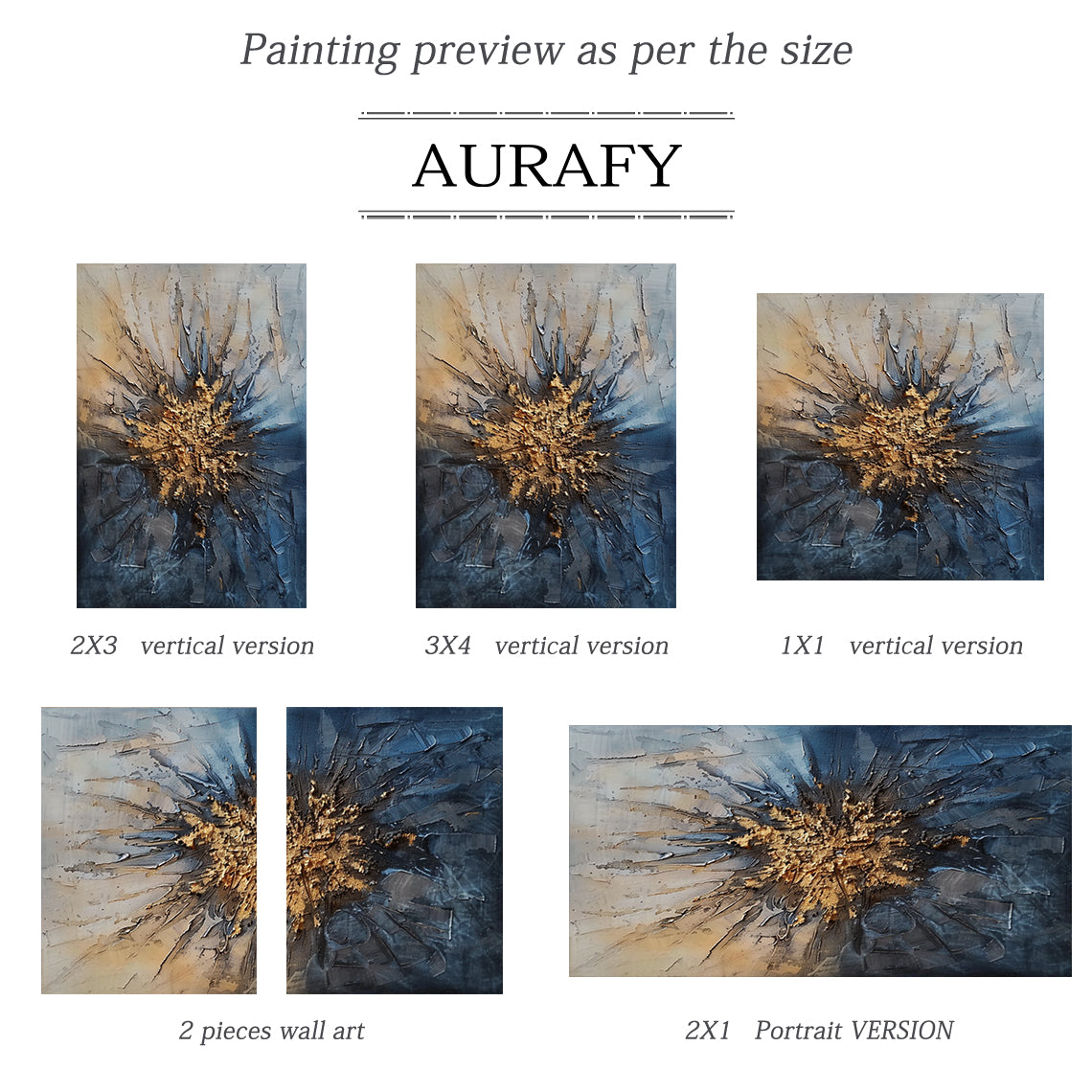 General Abstract Blue Yellow Textured Wall Art Living Room Decor AURA193