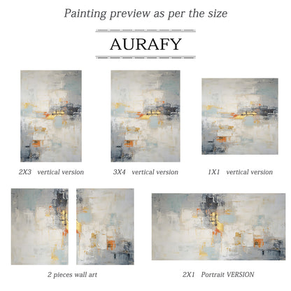 Modern Abstract Blue Beige Gold Wall Art for Living Room - AURA187