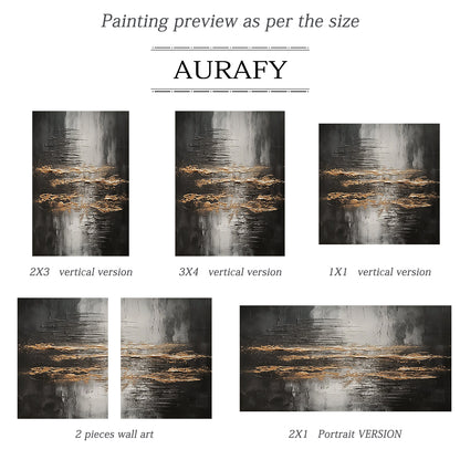 Abstract Black Gray Gold Wall Art Modern Living Room Decor -AURA190