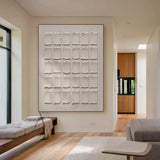 Beige Abstract Art Handcrafted Tactile Surface Rough Edge Modern Organic Minimalist Canvas AURA603