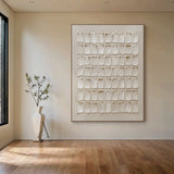 Beige Abstract Art High-Relief Plaster Tactile Grid Hand-Applied Irregular Edges Modern Organic AURA604