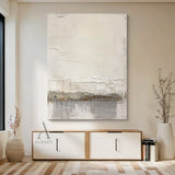 Beige Abstract Artwork Modern Organic Japandi Impasto Crackle Tactile Grid Texture Design AURA451