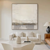 Beige Abstract Artwork Modern Organic Japandi Impasto Crackle Tactile Grid Texture Design AURA451