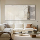 Beige Abstract Artwork Modern Organic Japandi Impasto Crackle Tactile Grid Texture Design AURA451