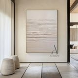 Beige Abstract Art Knife Strokes Impasto Tactile Sculpted Canvas Minimalist Luxe AurafyArt AURA483