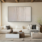 Beige Abstract Art Knife Strokes Impasto Tactile Sculpted Canvas Minimalist Luxe AurafyArt AURA483