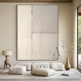 Beige Abstract Art Modern Wabi-Sabi Japandi Organic Tactile Plaster Textured Wall Decor AURA491