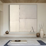 Beige Abstract Art Modern Wabi-Sabi Japandi Organic Tactile Plaster Textured Wall Decor AURA491