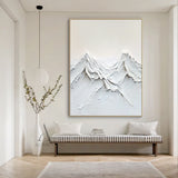 Beige Abstract Landscape Canvas Impasto Tactile Surface Sculpted Mountain Minimalist Modern Organic AURA458