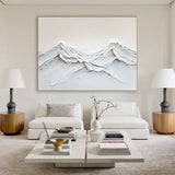 Beige Abstract Landscape Canvas Impasto Tactile Surface Sculpted Mountain Minimalist Modern Organic AURA458
