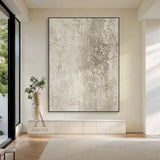 Beige Abstract Plaster Textured Art with Tactile Peeling Surface Vertical Lines Wabi-Sabi Style AURA452