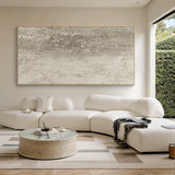 Beige Abstract Plaster Textured Art with Tactile Peeling Surface Vertical Lines Wabi-Sabi Style AURA452