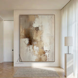 Beige Abstract Art Impasto Texture Japandi Style Sculpted Tactile Canvas Wall Decor AURA634