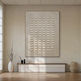 Minimalist Wall Art Beige Plaster Textured High-Relief Tactile Sculpted Modern Art Piece AURA450
