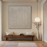 Minimalist Wall Art Beige Plaster Textured High-Relief Tactile Sculpted Modern Art Piece AURA450