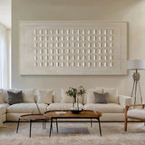 Minimalist Wall Art Beige Plaster Textured High-Relief Tactile Sculpted Modern Art Piece AURA450