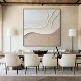 Minimalist Wall Art Plaster Textured Japandi Wabi Sabi Beige High Relief Sculpted Canvas Abstract Artwork AURA539