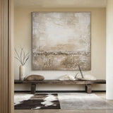 Beige Abstract Art Wabi-Sabi Crackle Texture Tactile Plaster-like Modern Organic Wall Decor AURA481