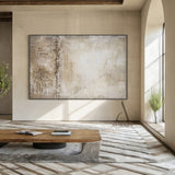 Beige Abstract Art Wabi-Sabi Crackle Texture Tactile Plaster-like Modern Organic Wall Decor AURA481