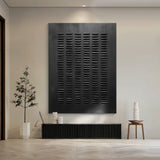 Black Minimalist Abstract Art Embossed Lines Tactile Subtle Worn Surface Monochromatic Piece AURA602