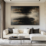Brown Abstract Expressionist Art Thick Impasto Drip Tactile Textured Modern Organic Canvas AURA507
