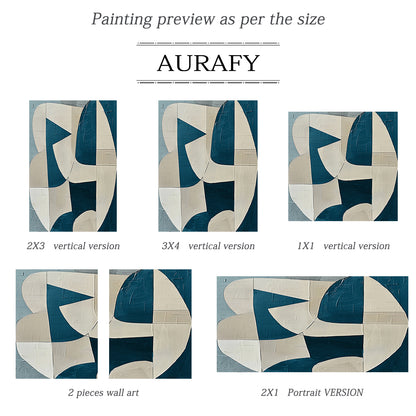 Textured Abstract Blue Beige Wall Art for Modern Living Room AURA164