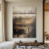 Brown Abstract Art Textured Knife Strokes Layered Earthy Modern Organic Wall Decor AURA617