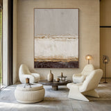 General Abstract Beige Gray Impasto Texture Tactile Surface Modern Organic Wall Art Decor AURA599