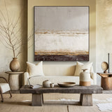 General Abstract Beige Gray Impasto Texture Tactile Surface Modern Organic Wall Art Decor AURA599