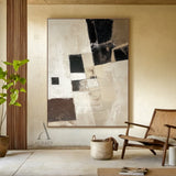 General Abstract Beige Art Tactile Surface Knife Strokes Sculpted Canvas Modern Organic Piece AURA468