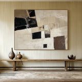 General Abstract Beige Art Tactile Surface Knife Strokes Sculpted Canvas Modern Organic Piece AURA468