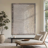 General Abstract Brown Gray Handcrafted Impasto Tactile Art with Linear and Organic Patterns AURA601