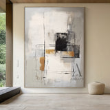 General Abstract Art Gray White Black Hand-painted Oil Brush Stroke Minimalist Luxe Wall Decor AURA486