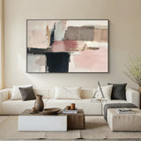 General Abstract Art Impasto Knife Strokes Pink Black Beige Tactile Luxe Modern Canvas AURA495