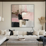 Abstract Wall Art Pink Black White Thick Knife Strokes Tactile Luxe AurafyArt AURA494