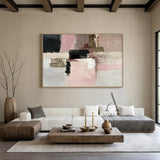 Abstract Wall Art Pink Black White Thick Knife Strokes Tactile Luxe AurafyArt AURA494