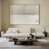 General Abstract Beige White Cracked Plaster Textured Wabi-Sabi Tactile Modern Organic Artwork AURA473