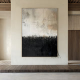 General Abstract Art White Beige Black Scratch Mottled Texture Paint Drips Modern Organic AURA482