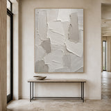 Gray 3D Textured Plaster Painting Japandi Wabi-Sabi Knife Stroke Tactile Abstract Minimalist Luxe Wall Decor AURA764