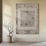 Gray Abstract Art Plaster Textured Woven Line Frame Retro Industrial Minimalist Wall Decor AURA593