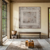 Gray Abstract Art Plaster Textured Woven Line Frame Retro Industrial Minimalist Wall Decor AURA593