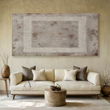 Gray Abstract Art Plaster Textured Woven Line Frame Retro Industrial Minimalist Wall Decor AURA593