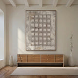 Abstract Gray Plaster Textured Modern Organic Wabi-Sabi Art with Tactile Rough Lines AURA628