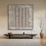 Abstract Gray Plaster Textured Modern Organic Wabi-Sabi Art with Tactile Rough Lines AURA628