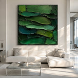 Green 3D Textured Painting Knife Stroke Wabi-Sabi High-Relief Plaster Tactile Modern Organic Japandi Wall Art AURA763