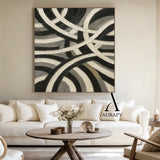 3D Textured Abstract Painting Sculpted Canvas High-Relief Tactile Black Beige Gray Modern Art AURA516