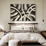 3D Textured Abstract Painting Sculpted Canvas High-Relief Tactile Black Beige Gray Modern Art AURA516