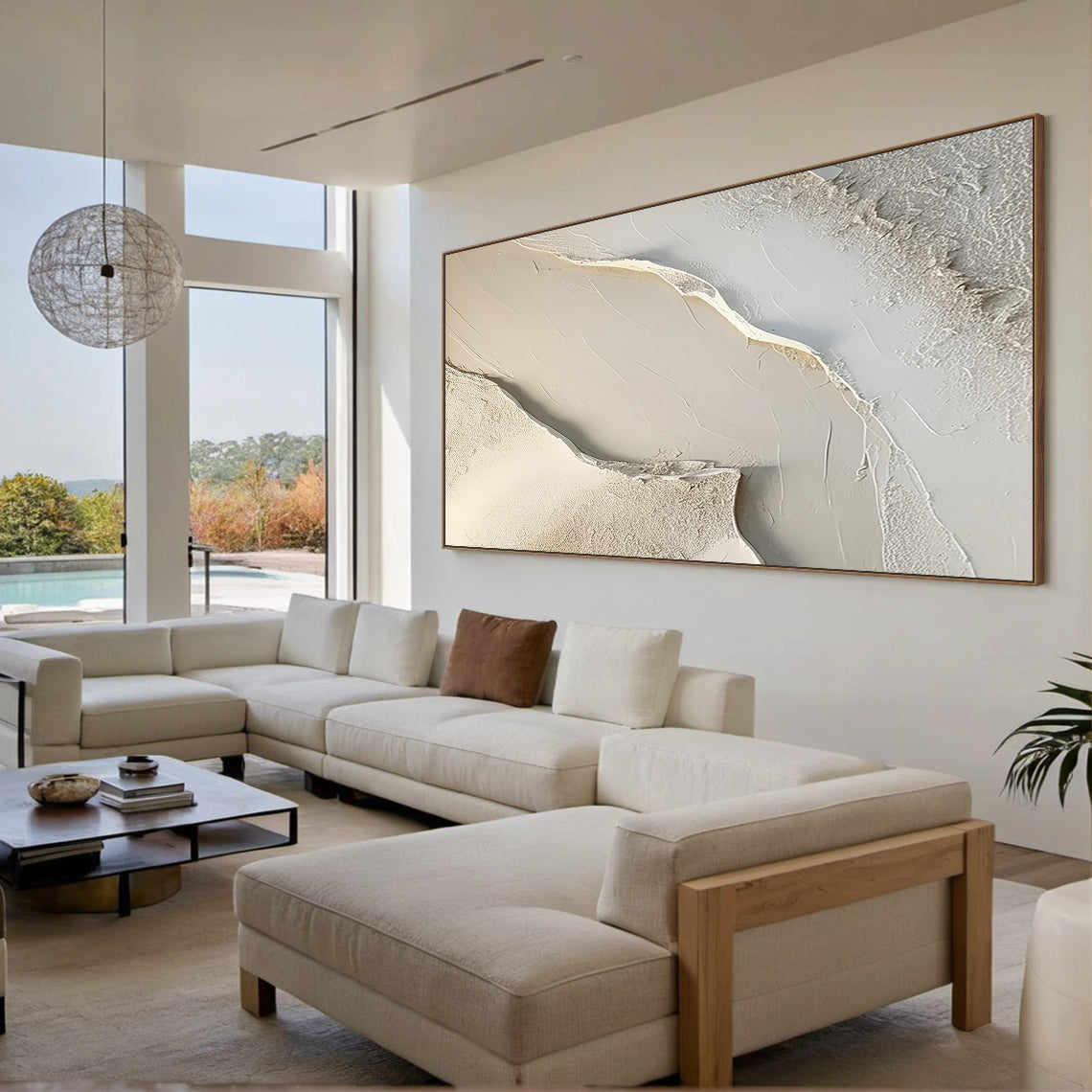 Abstract Earth Texture Wall Art – Soft Sand Tones – AURA010 (Horizontal)