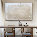 Minimalist Wall Art Beige Impasto Sculpted Canvas Tactile Surface Wabi-Sabi Japandi Interior Style AURA549